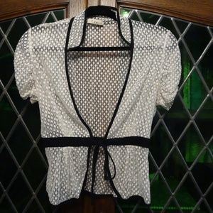 Forever 21 Black and White Short Sleeve Cardigan